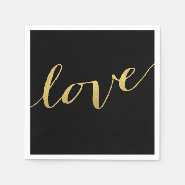 Serviettes En Papier Chic Gold Love Napkins (Devant)