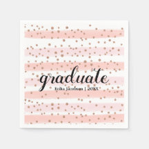 Chic Pink & Gold Striate Party Napkins