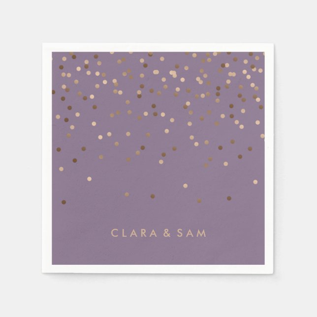 Serviettes En Papier chick glam rose or confetti points violet (Devant)