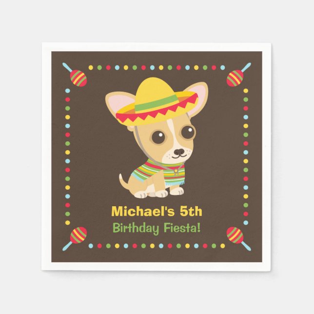 Serviettes En Papier Chihuahua Mexicaine Enfants Fiesta Party Fournitur (Devant)