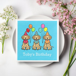 Serviettes En Papier Chiots d'or Retriever Puppies Papier d'anniversair