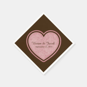 Serviettes En Papier Chocolat Brown et rose personnalisé mariage servie