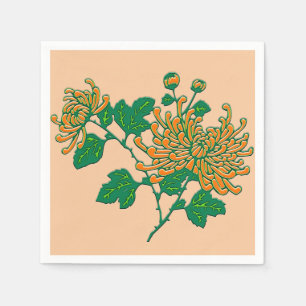 Serviettes En Papier Chrysanthèmes d'araignée chinois - Mandarin orange