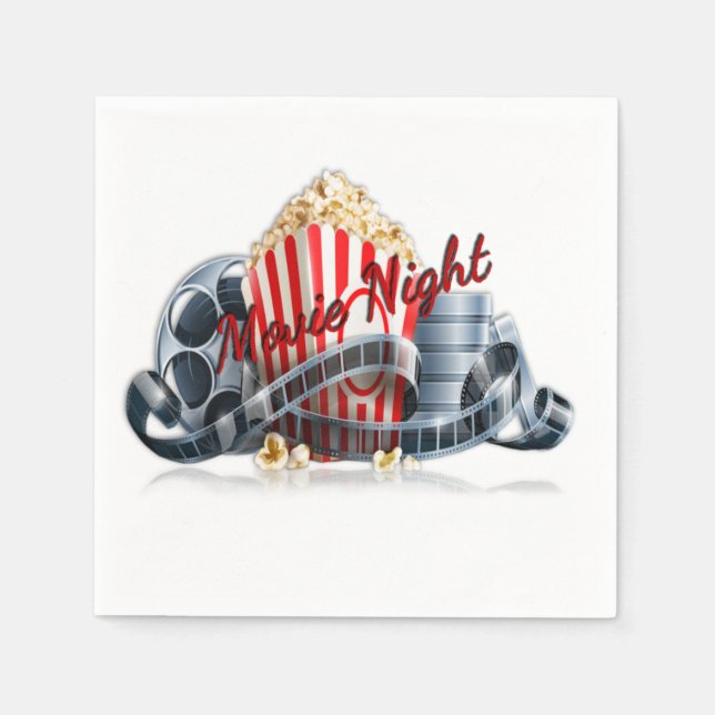 Serviettes En Papier Cinéma Nuit Popcorn (Devant)