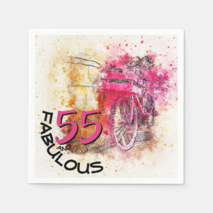 Serviettes En Papier Cinquante-cinquième anniversaire d'aquarelle de
