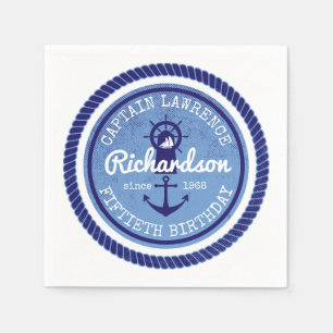 Serviettes En Papier cinquantième Capitaine Nautical Rope Anchor Helm