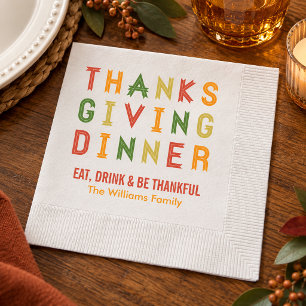 Serviettes En Papier Citation de Thanksgiving Manger Boire et être reco