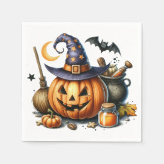 Serviettes en papier citrouille Halloween