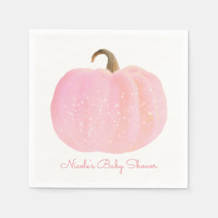 Serviettes En Papier Citrouille Rose Automne Fall Rustique Baby Shower