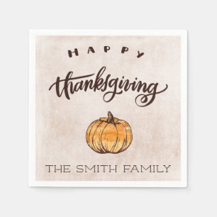 Serviettes En Papier Citrouille rustique de thanksgiving de