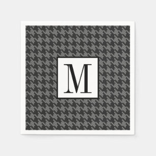Serviettes En Papier Classic Houndstooth Noir Monogramme Hommes Motifs