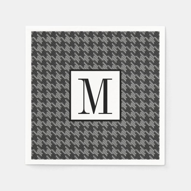Serviettes En Papier Classic Houndstooth Noir Monogramme Hommes Motifs (Devant)