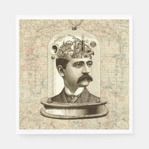 Serviettes En Papier Clocage Cerveau STEAMPUNK vintage