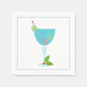Serviettes En Papier Cocktail de Noël Napkin avec martini olive