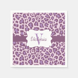 Serviettes En Papier Cocktail Leopard Purple Lavender sur mesure Napkin