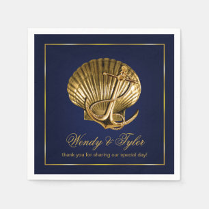 Serviettes En Papier Cocktail Nautique Seashell ancré marine