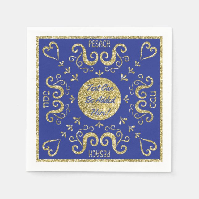 Serviettes En Papier Cocktail Pâque Napkins "Gold Elegant" Motif (Devant)
