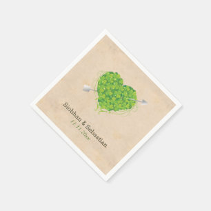Serviettes En Papier Cœur de trèfle de mariage irlandais