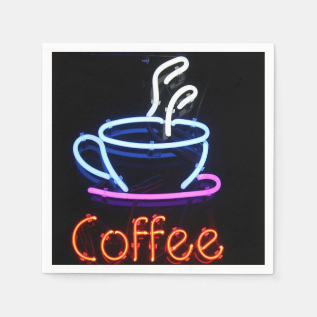 Serviettes En Papier Coffee Cup Neon Sign Party Napkins (Devant)