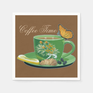 Serviettes En Papier Coffee Time Cup & Saucer Napkins