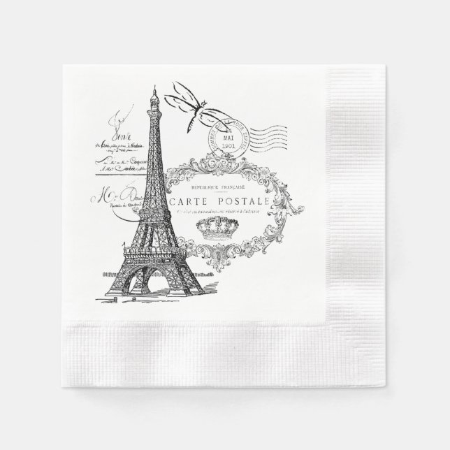 Serviettes En Papier Collage tour Eiffel (Devant)