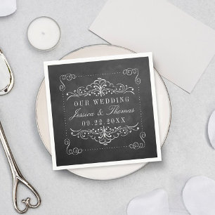 Serviettes En Papier Collection de Mariages Ornate Chalkboard