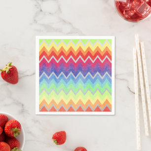 Serviettes En Papier Coloré Chevron motif mignon Couleurs arc-en-ciel