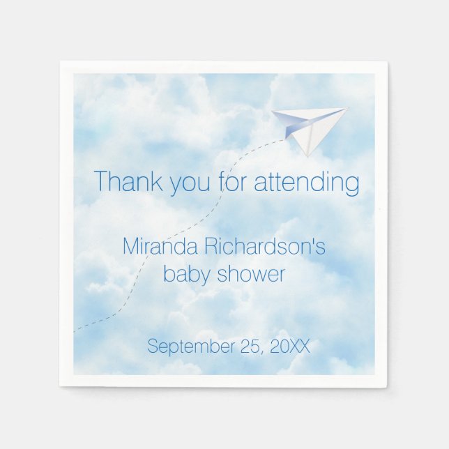 Serviettes En Papier Conception de Baby shower d'avion papier (Devant)