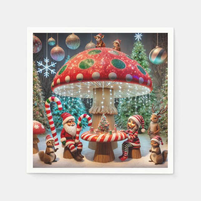 Serviettes en papier : Conception des champignons  (Devant)