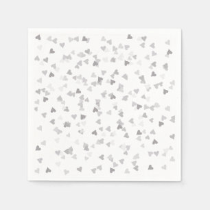 Serviettes En Papier Confettis de coeurs argentés