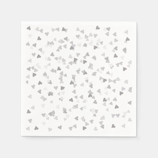 Serviettes En Papier Confettis de cœurs argentés (Devant)
