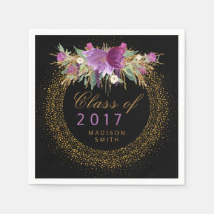 Serviettes En Papier Confettis d'or de fleur d'aquarelle de parties