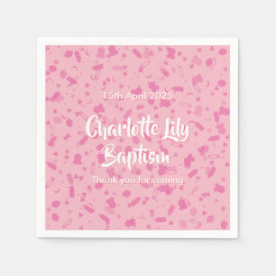 Serviettes En Papier Confettis Rose Bébé Baptême