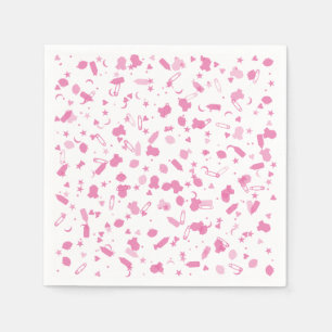 Serviettes En Papier Confettis Rose Bébé Baptême