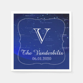 Serviettes En Papier Constellations sur Mariage bleu Napkin