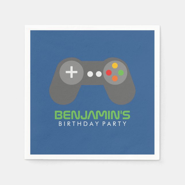 Serviettes En Papier Contrôleur de jeu vidéo Retro Anniversaire (Devant)