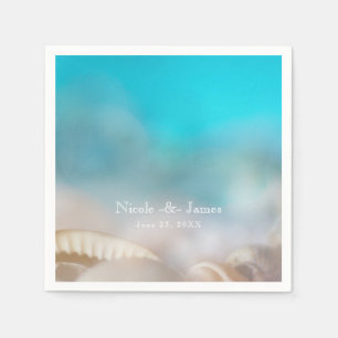 Serviettes En Papier Coquilles de mer élégantes Mariage plage tropicale