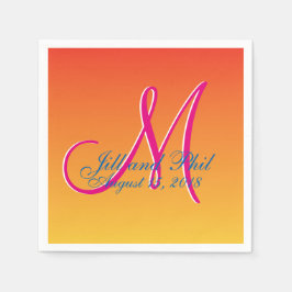 Serviettes En Papier Coucher de soleil de monogramme de moutarde