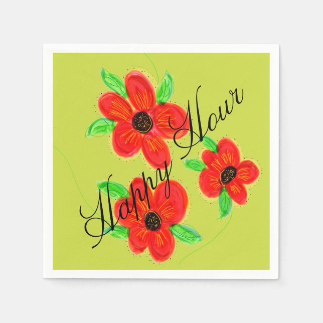Serviettes En Papier Couleur Happy Hour Designer (Devant)