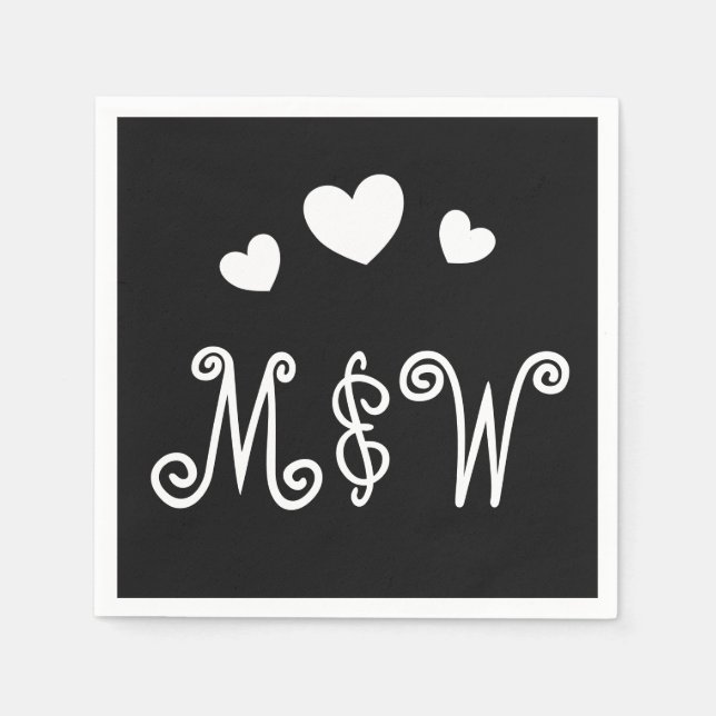 Serviettes En Papier Couple Monogrammes personnalisés Love Papier Napki (Devant)