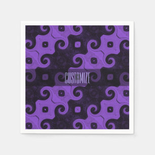 Serviettes En Papier Courbes auriculaires Abstraites en diamant violet