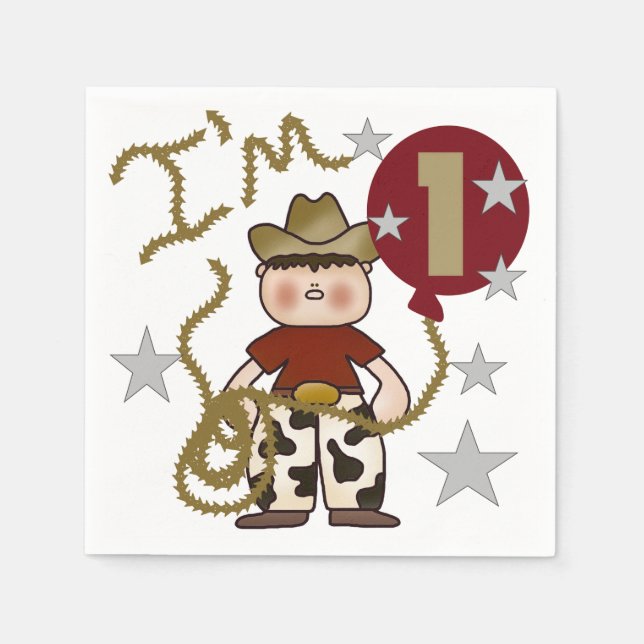 Serviettes En Papier Cowboy 1er Anniversaire Papier serviettes (Devant)