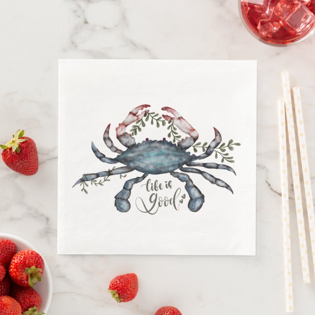 Serviettes en papier Crabe Bleu (En situation)