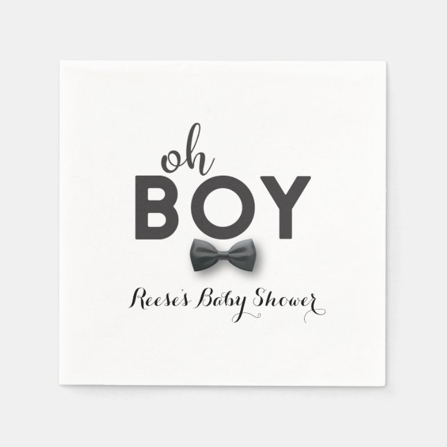 Serviettes En Papier Cravate Bow Little Man Baby shower Napkin (Devant)
