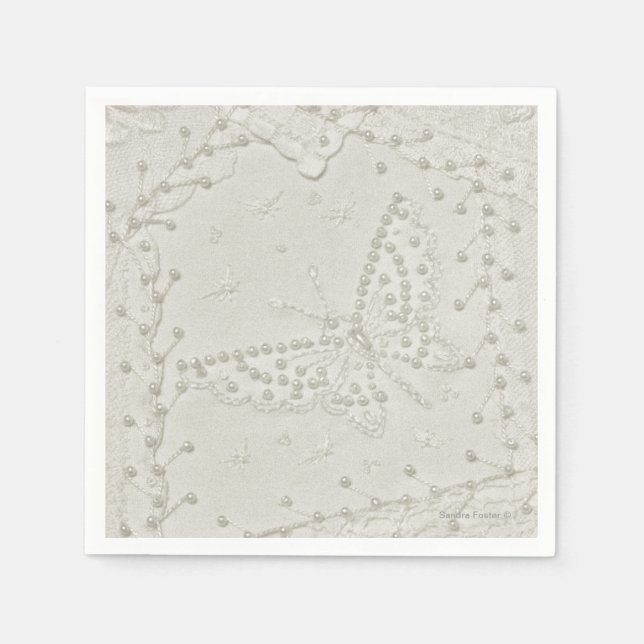 Serviettes En Papier Crazy Quilt Conception Brodée serviettes (Devant)