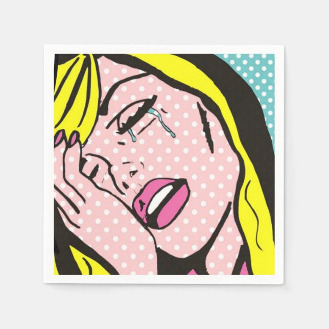 Serviettes En Papier Cry Me a River Pop Art Papier (Devant)