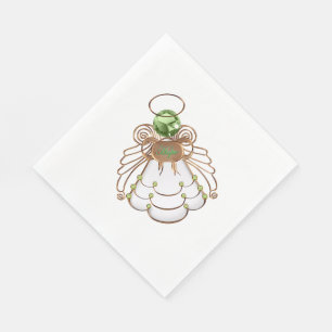 Serviettes En Papier Cuivre et vert - ange de Noël d'espoir