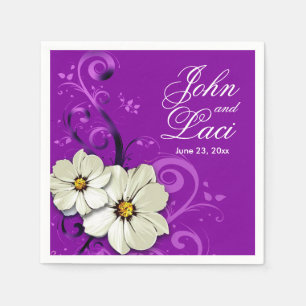 Serviettes En Papier Curlicos Floraux Modernes pourpre