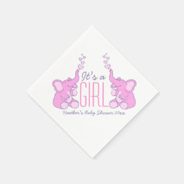 Serviettes En Papier Cute Elephant rose nommé baby shower fille napkin