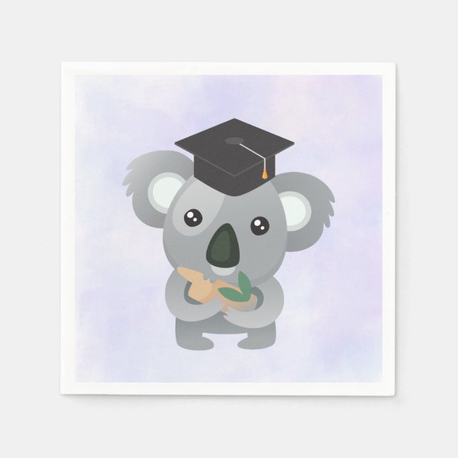 Serviettes En Papier Cute Koala dans une casquette noire (Devant)